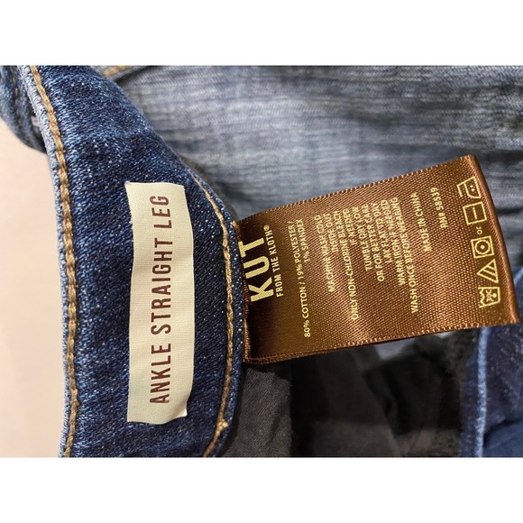 Kut from the Kloth Womens 18W Plus Straight Leg Jeans Frayed Hem Blue Denim - Picture 5 of 5